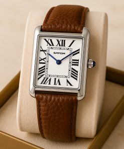 Montre Femme Rectangulaire à Quartz Marron – Simplicité et Élégance