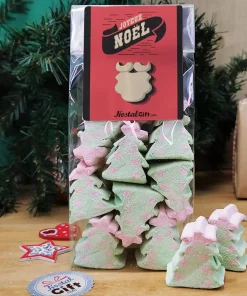 Sachet de guimauve sapin de Noël x 10 – “Joyeux Noël”  – Cadeau Noël retro