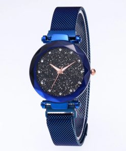 Montre Bleue Effet Ciel Étoilé dans le Cadran